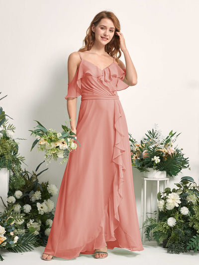 Carlyna Yvette A-Line Champagne Rose Bridesmaid Dress Maxi Sleeveless V-Neck Dress Side View 2 #color_champagne-rose