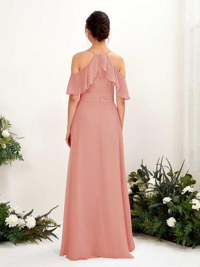 Carlyna Orlane A-Line Champagne Rose Bridesmaid Dress Maxi Sleeveless V-Neck Dress Back View #color_champagne-rose