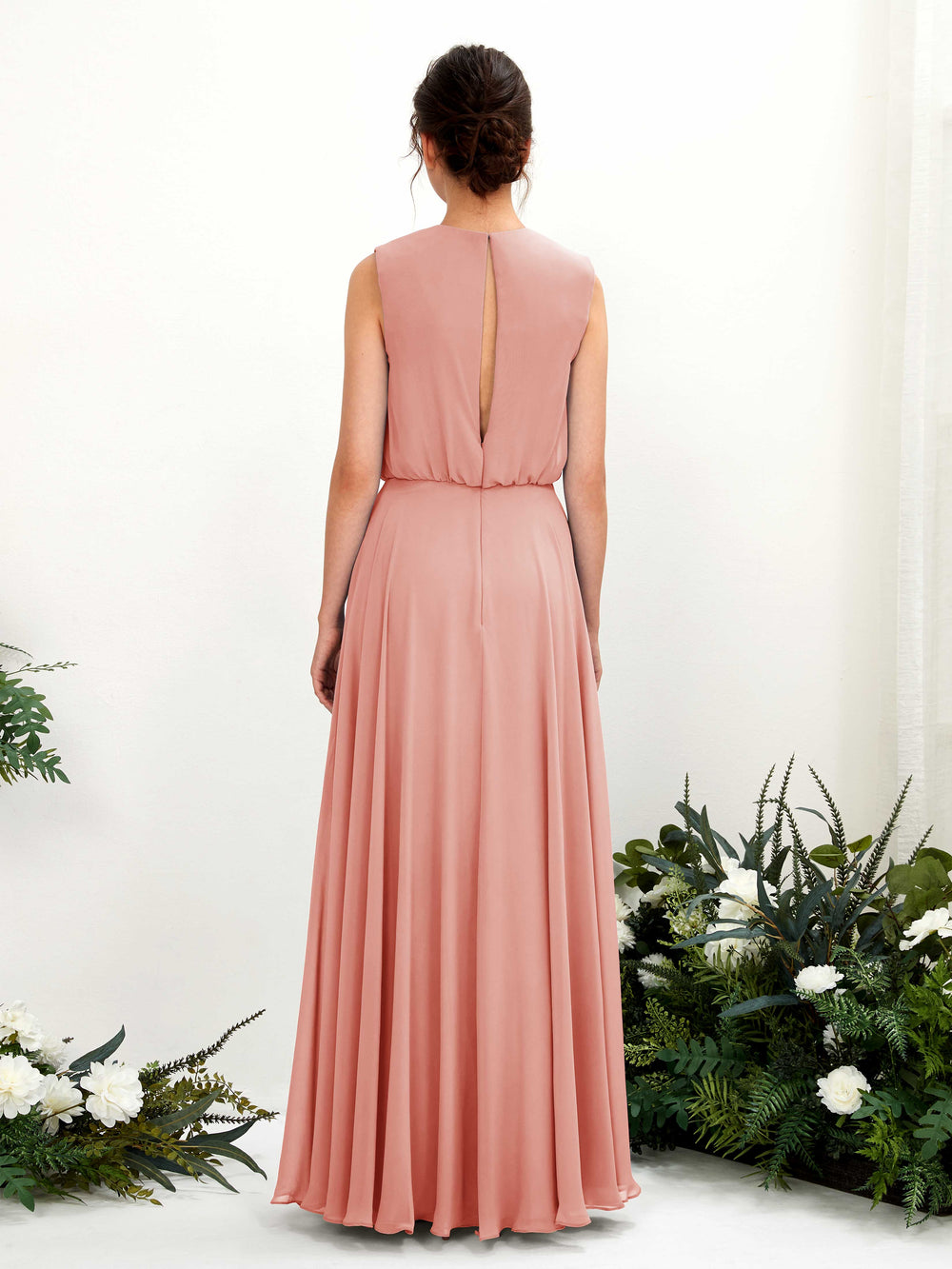 flounced crinkle chiffon sheath bridesmaid dress Burgundy A-line Halter Chiffon Crepe Long Bridesmaid Dress Burgundy / US 10 main image 1