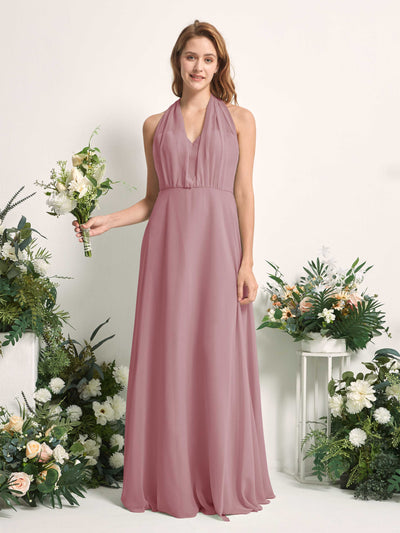 Carlyna Carolyn Convertible Vintage Mauve Bridesmaid Dress Maxi Sleeveless Sweetheart Dress Front View #color_vintage-mauve