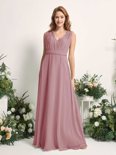 Carlyna Carolyn Convertible Vintage Mauve Bridesmaid Dress Maxi Sleeveless Sweetheart Dress Side View 3 #color_vintage-mauve