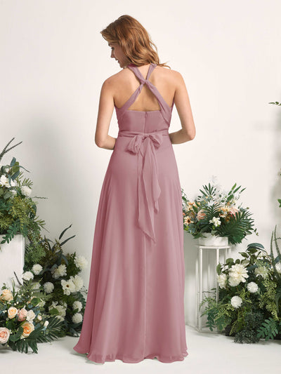 Carlyna Carolyn Convertible Vintage Mauve Bridesmaid Dress Maxi Sleeveless Sweetheart Dress Back View #color_vintage-mauve