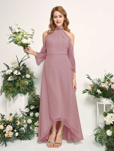 Carlyna Maxine A-Line Vintage Mauve Bridesmaid Dress Maxi Sleeveless Round Neck Dress Front View #color_vintage-mauve