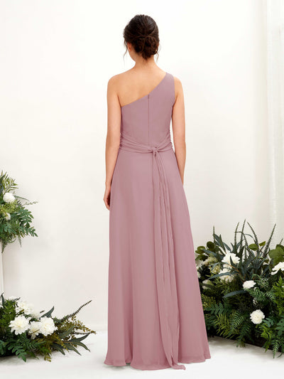 Carlyna Trita Sheath Vintage Mauve Bridesmaid Dress Maxi Sleeveless One Shoulder Dress Back View #color_vintage-mauve