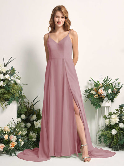 Carlyna Marcia A-Line Vintage Mauve Bridesmaid Dress Maxi Sleeveless V-Neck Dress Front View #color_vintage-mauve
