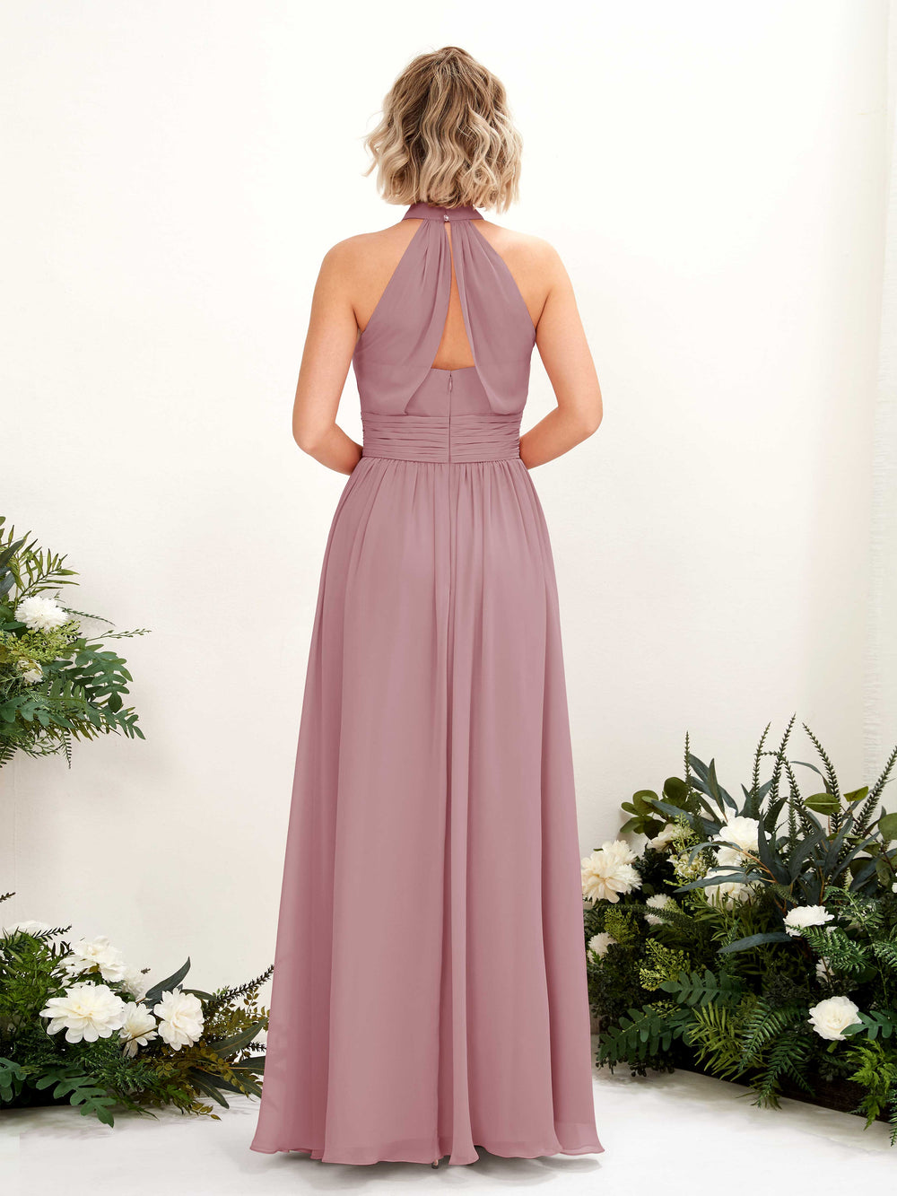 rose gold and purple bridesmaid dresses Corset-Back Metallic-Glitter Long Prom Dress -PromGirl main image 1