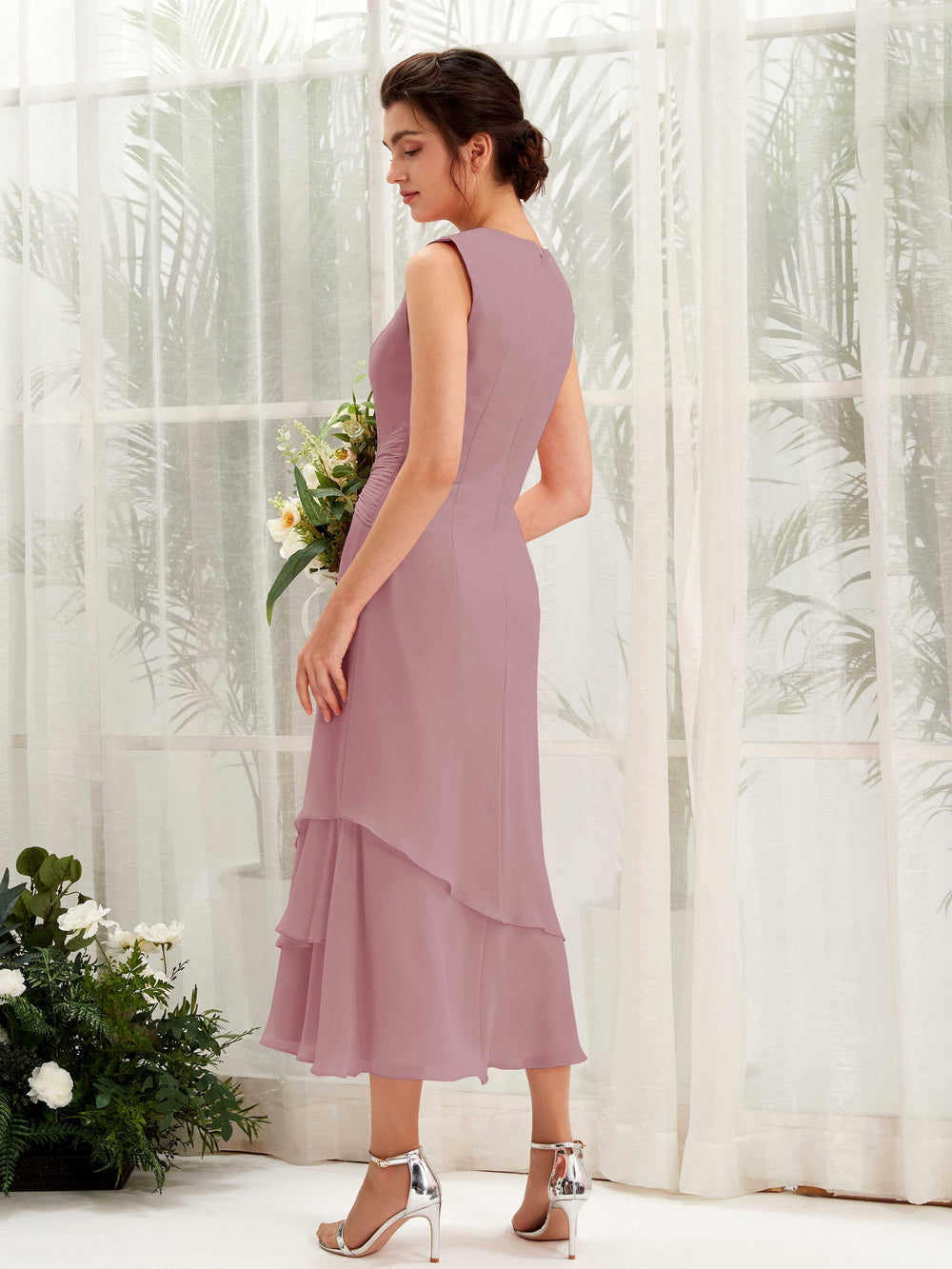 off shoulder bridesmaid dresses Lynette Stretch Satin main image 0