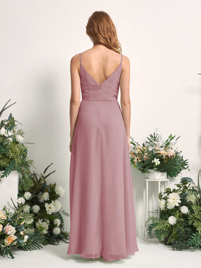 Carlyna Hannah A-Line Vintage Mauve Bridesmaid Dress Maxi Sleeveless Sweetheart Dress Back View #color_vintage-mauve