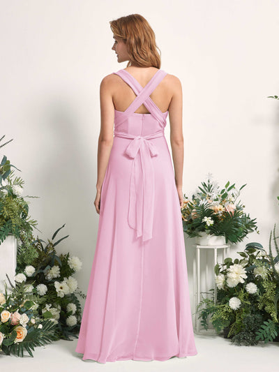 Carlyna Carolyn Convertible Candy Pink Bridesmaid Dress Maxi Sleeveless Sweetheart Dress Side View 4 #color_candy-pink