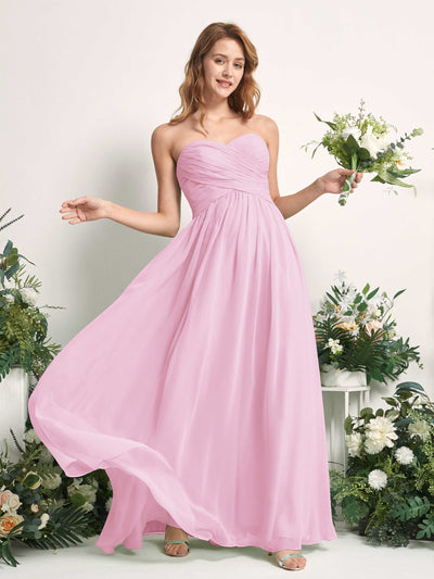 Carlyna Elma A-Line Candy Pink Bridesmaid Dress Maxi Sleeveless Sweetheart Dress Side View 2 #color_candy-pink