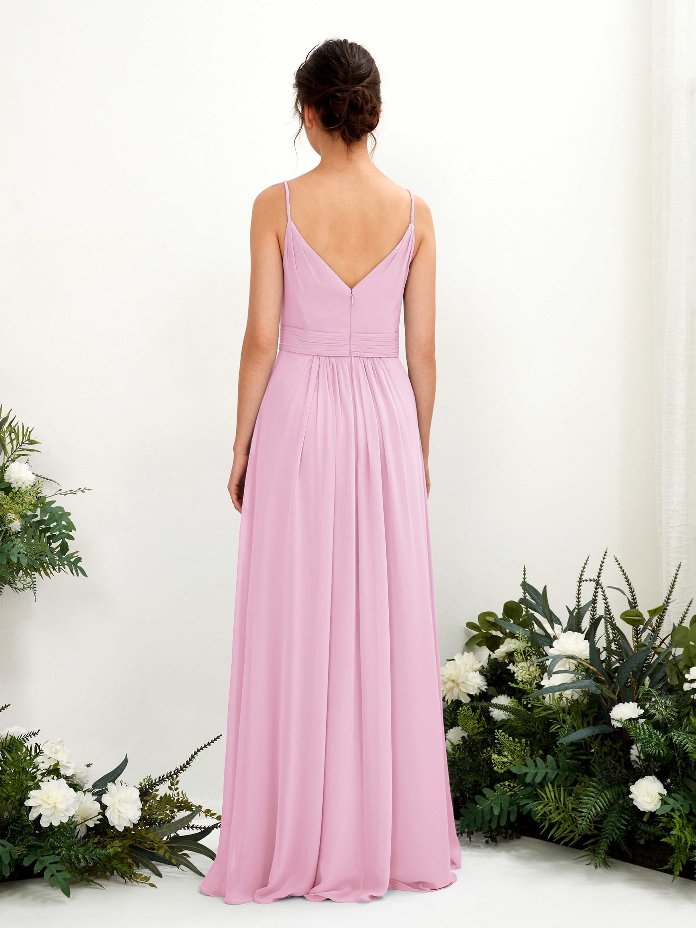 Candy Pink Bridesmaid Dresses Bridesmaid Dress A-line Chiffon Spaghetti-straps Full Length Sleeveless Wedding Party Dress (81223939)#color_candy-pink
