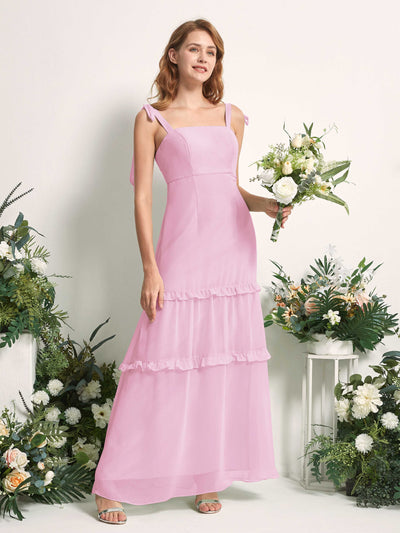 Carlyna Kaiya A-Line Candy Pink Bridesmaid Dress Maxi Sleeveless Straight Dress Front View #color_candy-pink