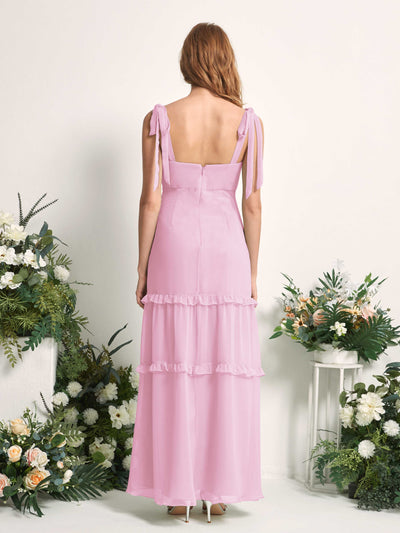 Carlyna Kaiya A-Line Candy Pink Bridesmaid Dress Maxi Sleeveless Straight Dress Back View #color_candy-pink