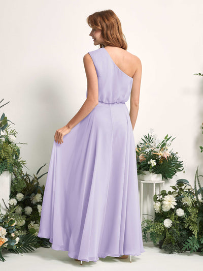Carlyna Cecily A-Line Lilac Bridesmaid Dress Maxi Sleeveless One Shoulder Dress Back View #color_lilac