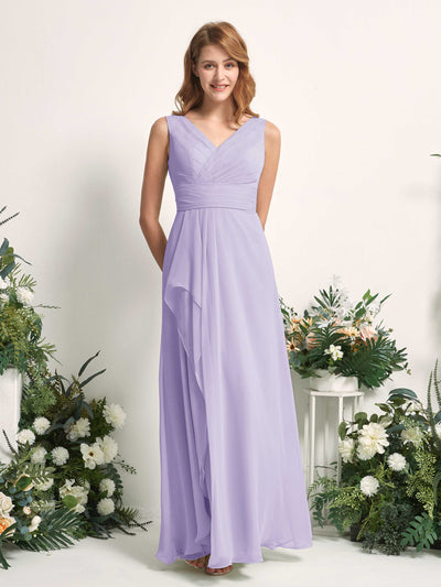 Carlyna Mollie A-Line Lilac Bridesmaid Dress Maxi Sleeveless V-Neck Dress Side View 2 #color_lilac
