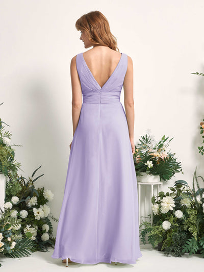 Carlyna Mollie A-Line Lilac Bridesmaid Dress Maxi Sleeveless V-Neck Dress Back View #color_lilac