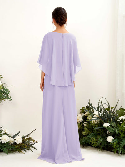 Carlyna Savin Sheath Lilac Bridesmaid Dress Maxi Cap Sleeve Boat Neck Dress Back View #color_lilac