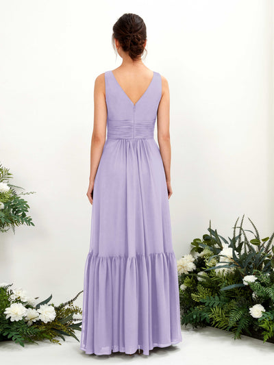 Carlyna Alissa A-Line Lilac Bridesmaid Dress Maxi Sleeveless V-Neck Dress Back View #color_lilac