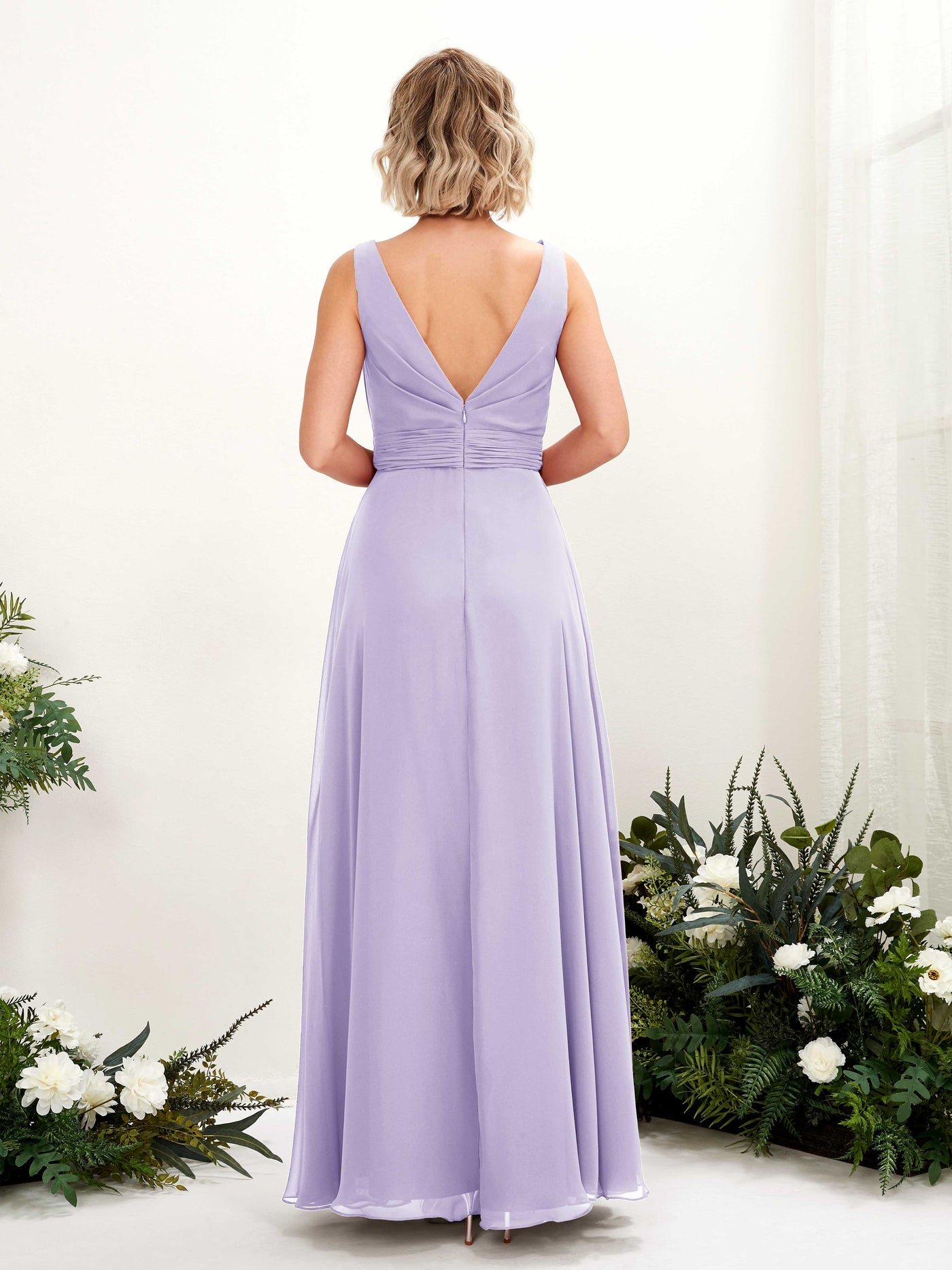 Lilac Bridesmaid Dresses Bridesmaid Dress A-line Chiffon Bateau Full Length Sleeveless Wedding Party Dress (81225814)#color_lilac