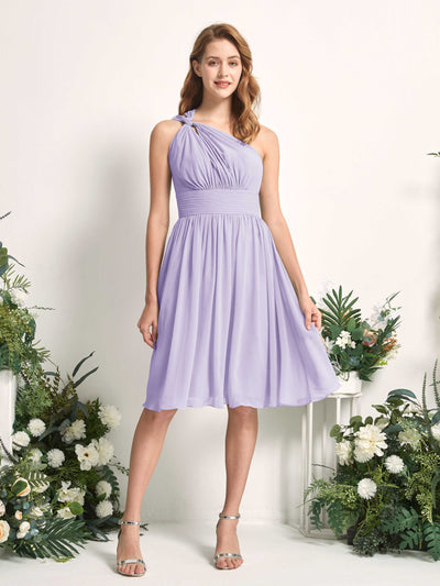 Carlyna Echo A-Line Lilac Bridesmaid Dress Knee-Length Sleeveless One Shoulder Dress Front View #color_lilac