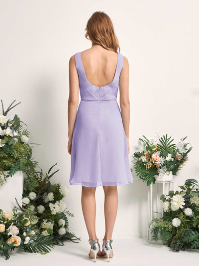 Carlyna Alisha A-Line Lilac Bridesmaid Dress Knee-Length Sleeveless V-Neck Dress Back View #color_lilac