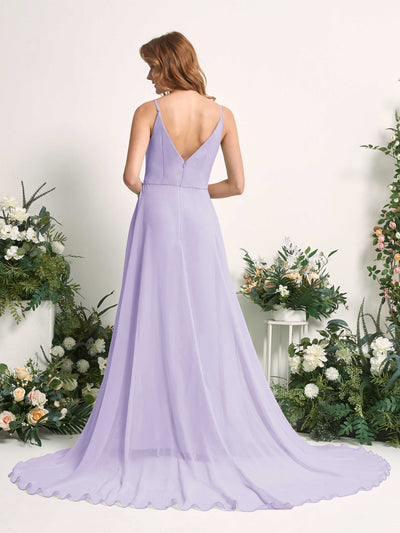 Carlyna Marcia A-Line Lilac Bridesmaid Dress Maxi Sleeveless V-Neck Dress Back View #color_lilac