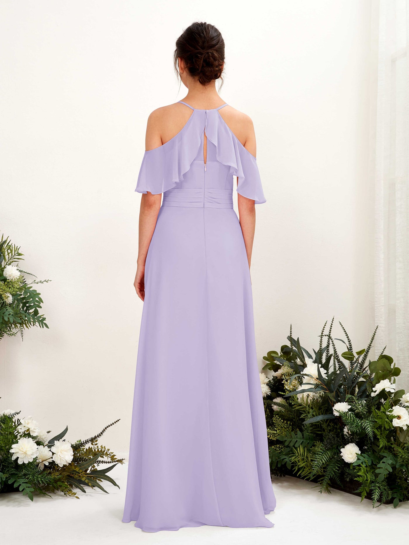Ball Gown Off Shoulder Spaghetti-straps Chiffon Bridesmaid Dress - Lilac (81221714)#color_lilac