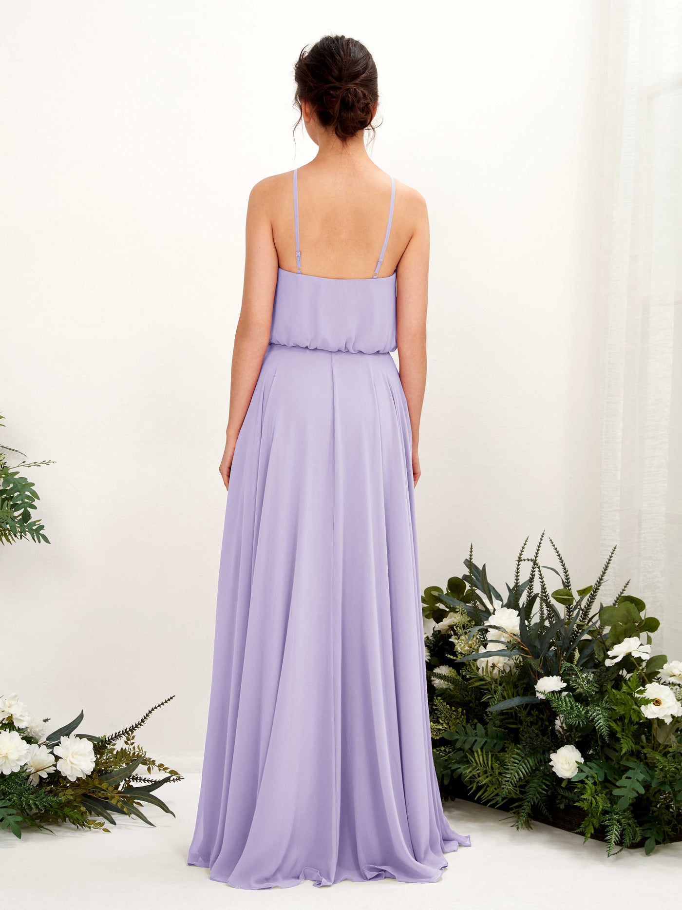 Lilac Bridesmaid Dresses Bridesmaid Dress Ball Gown Chiffon Halter Full Length Sleeveless Wedding Party Dress (81223414)#color_lilac