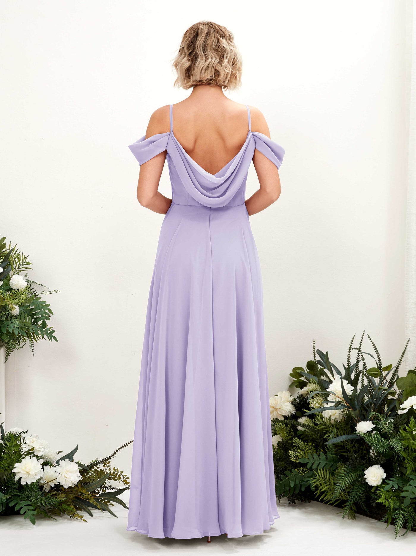 Lilac Bridesmaid Dresses Bridesmaid Dress A-line Chiffon Off Shoulder Full Length Sleeveless Wedding Party Dress (81224914)#color_lilac
