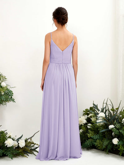 Carlyna Dira A-Line Lilac Bridesmaid Dress Maxi Sleeveless V-Neck Dress Back View #color_lilac