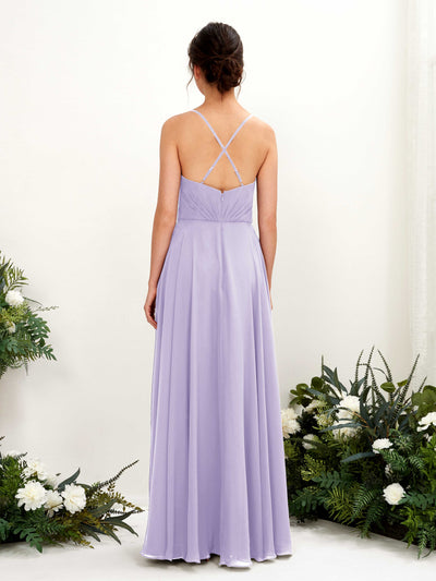 Carlyna Naura A-Line Lilac Bridesmaid Dress Maxi Sleeveless V-Neck Dress Back View #color_lilac