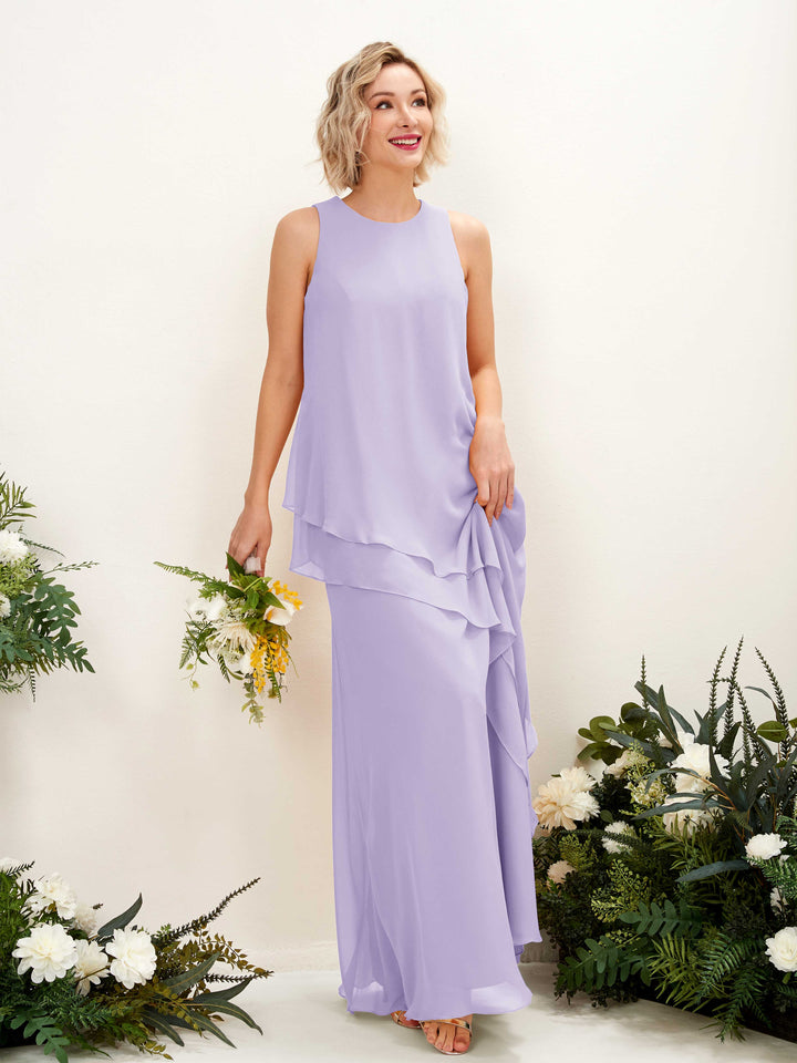 Lilac Bridesmaid Dresses Bridesmaid Dress Maternity Chiffon Round Full Length Sleeveless Wedding Party Dress (81222314)