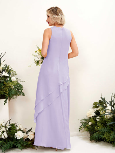 Carlyna Finna Sheath Lilac Bridesmaid Dress Maxi Sleeveless Round Neck Dress Back View #color_lilac