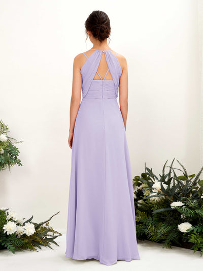 Carlyna Joa A-Line Lilac Bridesmaid Dress Maxi Sleeveless V-Neck Dress Back View #color_lilac
