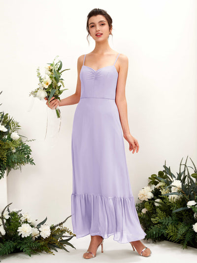 Carlyna Delia Sheath Lilac Bridesmaid Dress Maxi Sleeveless Spaghetti Strap Dress Front View #color_lilac