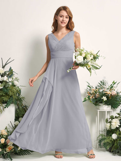 Carlyna Mollie A-Line Dusty Lavender Bridesmaid Dress Maxi Sleeveless V-Neck Dress Front View #color_dusty-lavender
