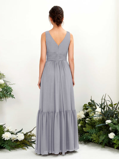 Carlyna Alissa A-Line Dusty Lavender Bridesmaid Dress Maxi Sleeveless V-Neck Dress Back View #color_dusty-lavender