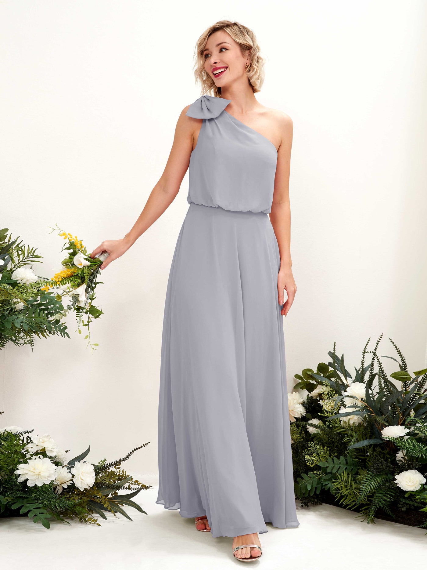 Dusty Lavender Bridesmaid Dresses Bridesmaid Dress A-line Chiffon One Shoulder Full Length Sleeveless Wedding Party Dress (81225503)#color_dusty-lavender