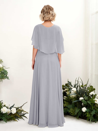 Carlyna Winnie A-Line Dusty Lavender Bridesmaid Dress Maxi Short Sleeve V-Neck Dress Back View #color_dusty-lavender
