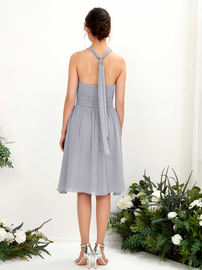 Carlyna Yvonne A-Line Dusty Lavender Bridesmaid Dress Knee-Length Sleeveless Round Neck Dress Back View #color_dusty-lavender