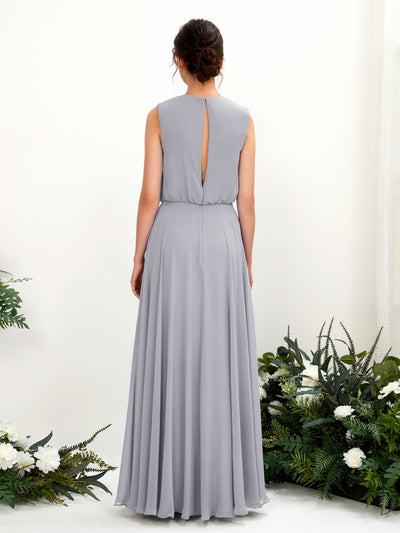 Carlyna Alma A-Line Dusty Lavender Bridesmaid Dress Maxi Sleeveless Round Neck Dress Back View #color_dusty-lavender