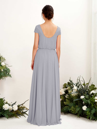 Carlyna Pauline A-Line Dusty Lavender Bridesmaid Dress Maxi Cap Sleeve V-Neck Dress Back View #color_dusty-lavender