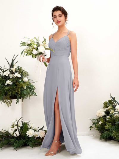 Carlyna Joa A-Line Dusty Lavender Bridesmaid Dress Maxi Sleeveless V-Neck Dress Front View #color_dusty-lavender