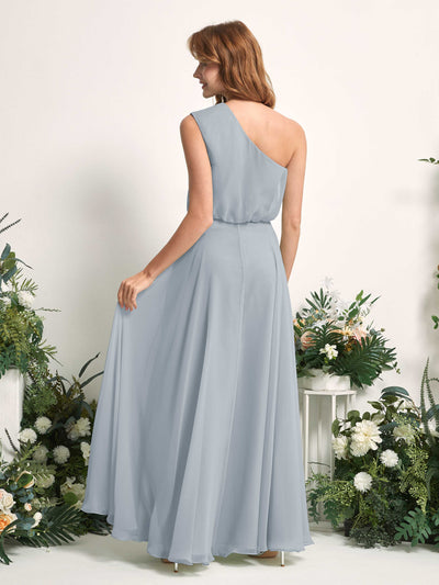 Carlyna Cecily A-Line Dusty Blue-Upgrade Bridesmaid Dress Maxi Sleeveless One Shoulder Dress Back View #color_dusty-blue-upgrade