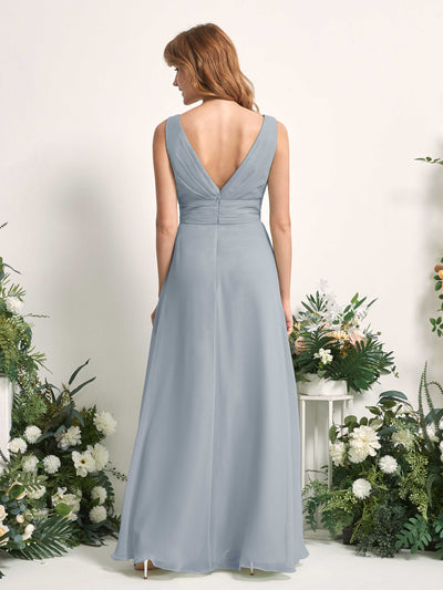 Carlyna Mollie A-Line Dusty Blue-Upgrade Bridesmaid Dress Maxi Sleeveless V-Neck Dress Back View #color_dusty-blue-upgrade