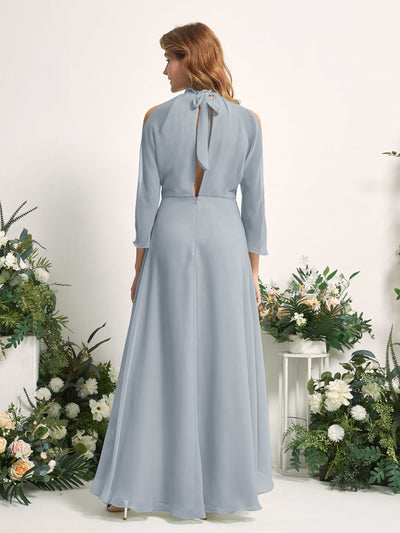 Carlyna Maxine A-Line Dusty Blue-Upgrade Bridesmaid Dress Maxi Sleeveless Round Neck Dress Back View #color_dusty-blue-upgrade