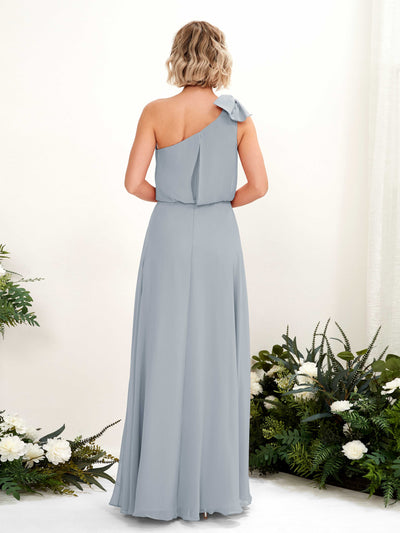 Carlyna Laurel A-Line Dusty Blue-Upgrade Bridesmaid Dress Maxi Sleeveless One Shoulder Dress Back View #color_dusty-blue-upgrade