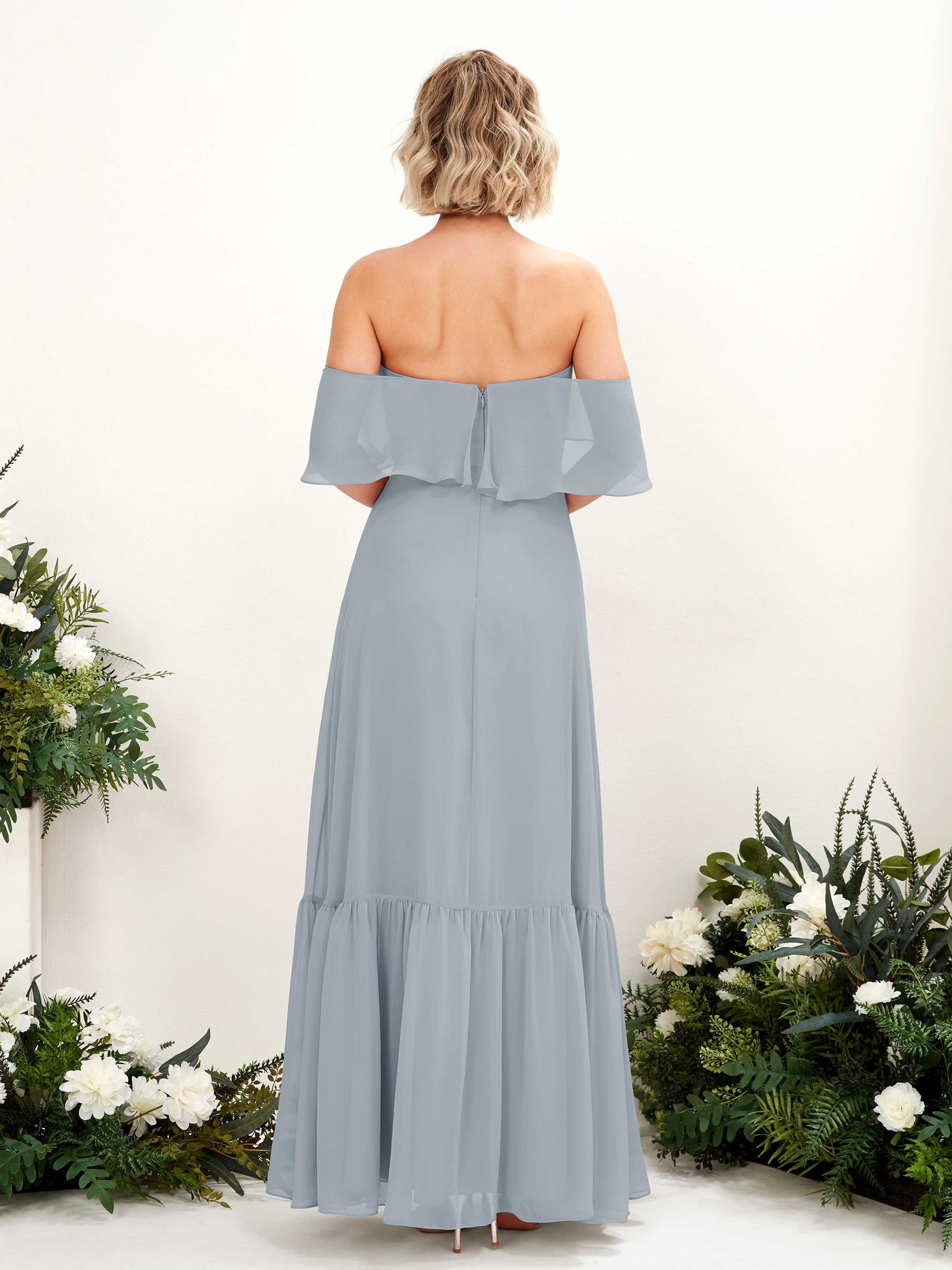 Dusty Blue-Upgrade Bridesmaid Dresses Bridesmaid Dress A-line Chiffon Off Shoulder Full Length Sleeveless Wedding Party Dress (81224504)#color_dusty-blue-upgrade