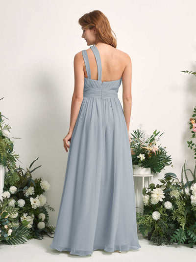 Carlyna Evelyn A-Line Dusty Blue-Upgrade Bridesmaid Dress Maxi Sleeveless One Shoulder Dress Back View #color_dusty-blue-upgrade