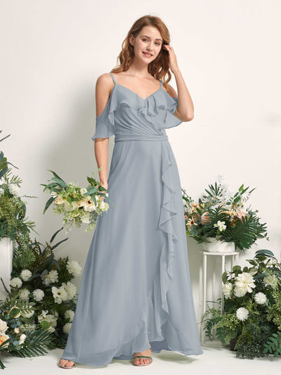 Carlyna Yvette A-Line Dusty Blue-Upgrade Bridesmaid Dress Maxi Sleeveless V-Neck Dress Side View 2 #color_dusty-blue-upgrade